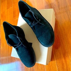 CLARKS MEN MEN'S BUSHACRE 2 BLACK Dress SUEDE Size 7M Holiday Christmas